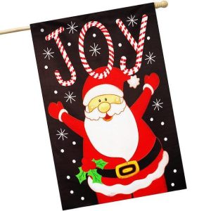 G128 House Flag Joyful Santa | 28x40 Inch | Printed Blockout Polyester - Christmas Decoration