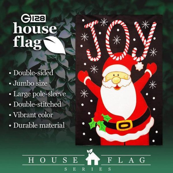 G128 House Flag Joyful Santa | 28x40 Inch | Printed Blockout Polyester - Christmas Decoration - Image 2