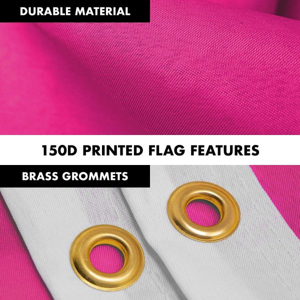 G128 Combo Pack: 5 Ft Tangle Free Aluminum Spinning Flagpole (White) & Solid Magenta Color Flag 2.5x4 Ft, LiteWeave Pro Series Printed 150D Polyester | Pole with Flag Included - Image 4
