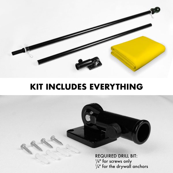 G128 Combo Pack: 5 Ft Tangle Free Aluminum Spinning Flagpole (Black) & Solid Yellow Color Flag 2x3 Ft, LiteWeave Pro Series Printed 150D Polyester | Pole with Flag Included - Image 2