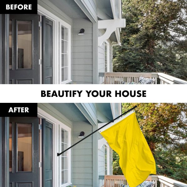 G128 Combo Pack: 5 Ft Tangle Free Aluminum Spinning Flagpole (Black) & Solid Yellow Color Flag 2x3 Ft, LiteWeave Pro Series Printed 150D Polyester | Pole with Flag Included - Image 3