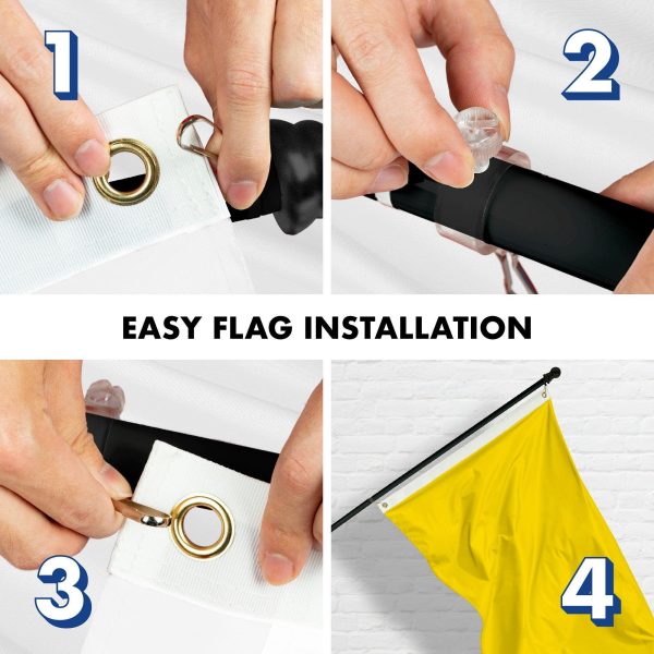 G128 Combo Pack: 5 Ft Tangle Free Aluminum Spinning Flagpole (Black) & Solid Yellow Color Flag 2x3 Ft, LiteWeave Pro Series Printed 150D Polyester | Pole with Flag Included - Image 7