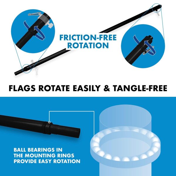 G128 Combo Pack: 5 Ft Tangle Free Aluminum Spinning Flagpole (Black) & Solid Yellow Color Flag 2x3 Ft, LiteWeave Pro Series Printed 150D Polyester | Pole with Flag Included - Image 9