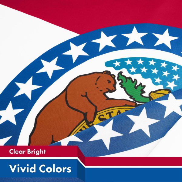 G128 3 Pack: Missouri MO State Flag | 3x5 Ft | LiteWeave Pro Series Printed 150D Polyester | Indoor/Outdoor, Vibrant Colors, Brass Grommets, Thicker and More Durable Than 100D 75D Polyester - Image 3
