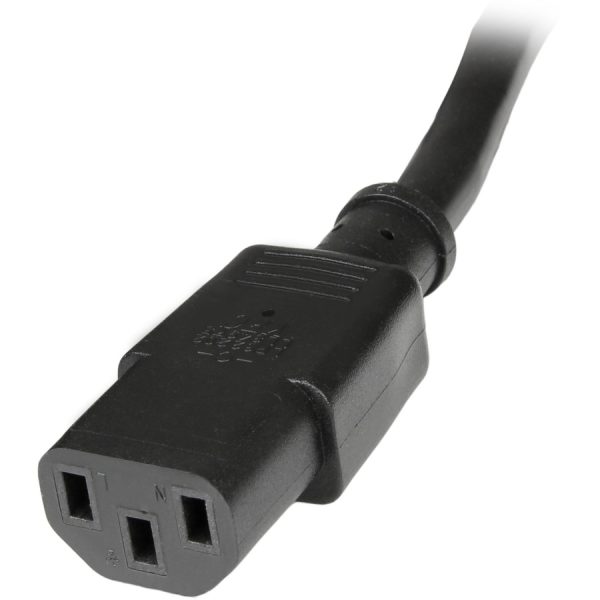 StarTech.com 3ft (1m) Power Extension Cord, C14 to C13, 10A 125V, 18AWG, Computer Power Cord Extension, Power Supply Extension Cable - Image 2