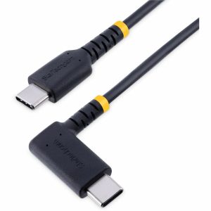 StarTech.com 1ft (30cm) USB C Charging Cable Right Angle, 60W PD 3A, Heavy Duty Fast Charge USB-C Cable, Durable Rugged Aramid Fiber