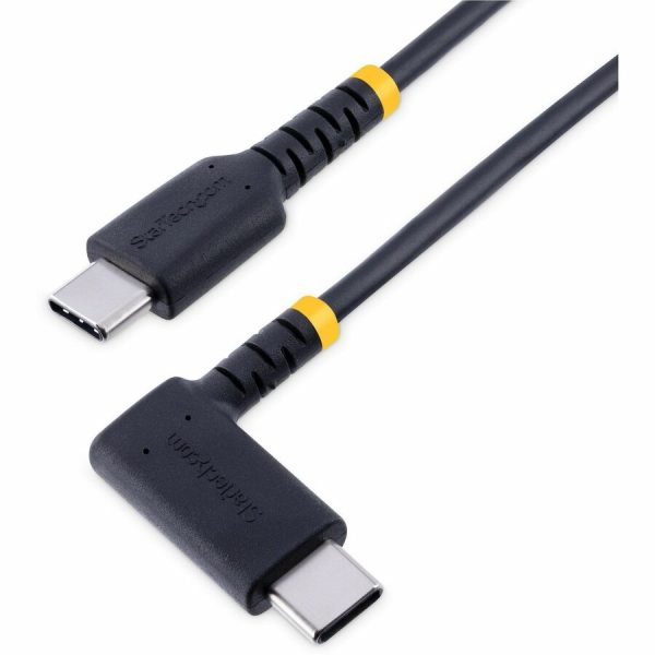 StarTech.com 1ft (30cm) USB C Charging Cable Right Angle, 60W PD 3A, Heavy Duty Fast Charge USB-C Cable, Durable Rugged Aramid Fiber