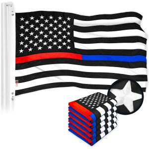 Thin Blue & Red Line State Flag 3x5 Ft 5-Pack Embroidered Polyester By G128