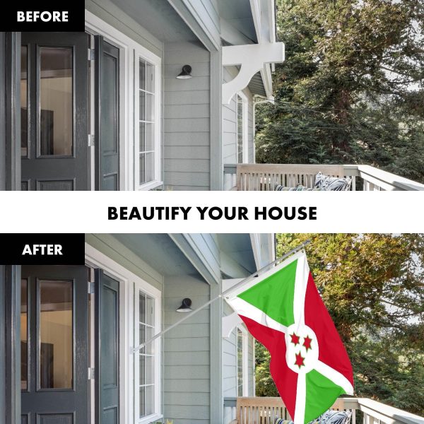 G128 Combo Pack: 6 Ft Tangle Free Aluminum Spinning Flagpole (Silver) & Burundi Umurundi Flag 3x5 Ft, LiteWeave Pro Series Printed 150D Polyester | Pole with Flag Included - Image 3