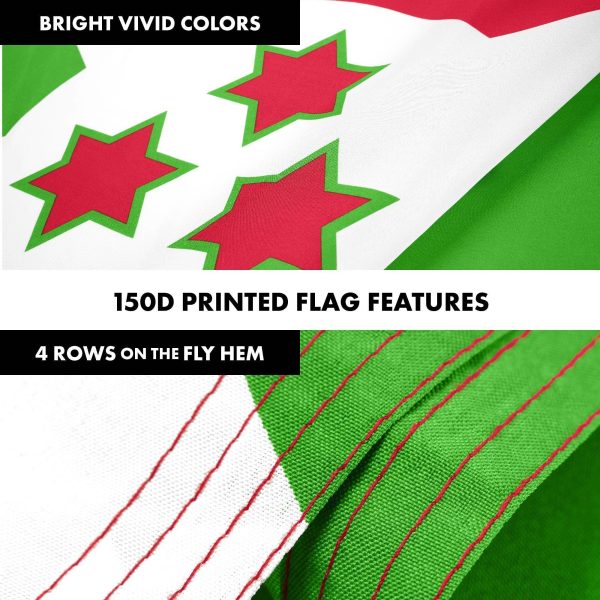G128 Combo Pack: 6 Ft Tangle Free Aluminum Spinning Flagpole (Silver) & Burundi Umurundi Flag 3x5 Ft, LiteWeave Pro Series Printed 150D Polyester | Pole with Flag Included - Image 5