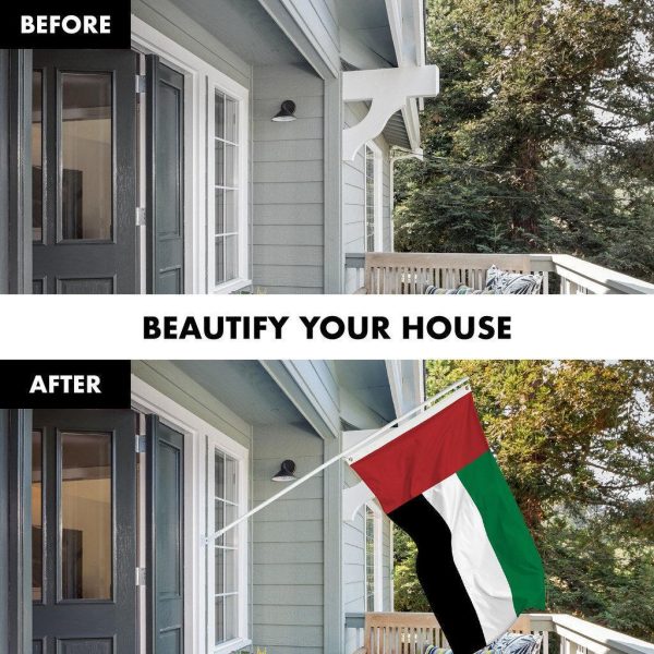 G128 Combo Pack: 6 Ft Tangle Free Spinning Flagpole (White) & United Arab Emirates Flag 3x5 Ft Printed 150D Polyester, Brass Grommets (Flag Included) Aluminum Flag Pole - Image 3