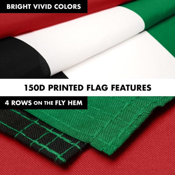 G128 Combo Pack: 6 Ft Tangle Free Spinning Flagpole (White) & United Arab Emirates Flag 3x5 Ft Printed 150D Polyester, Brass Grommets (Flag Included) Aluminum Flag Pole - Image 5