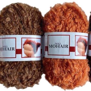 Mohair Bouclé Yarn Doll Hair Waldorf Doll Making Hair (Orange Red)