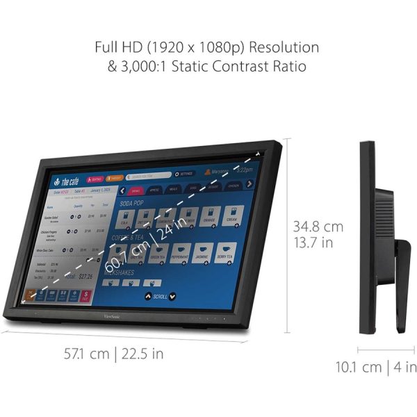 ViewSonic TD2423D 24 Inch 1080p 10-Point Multi IR Touch Screen Monitor with Eye Care HDMI, VGA, USB Hub and DisplayPort - Image 8