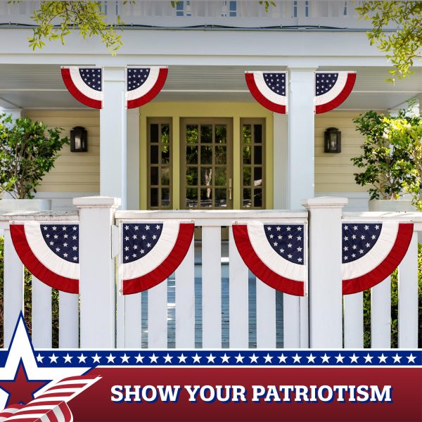 G128 2 Pack: USA Pleated Fan Flag 2x2 Feet Star Center Quarter Circle Embroidered Polyester Stars and Stripes - Image 7