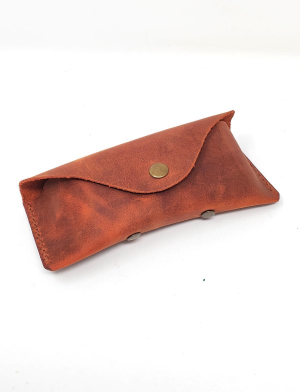 Leather Eyeglass Case  Glasses Case   Sunglass Case   Genuine Leather Eyeglasses Case with Snap Closure - Image 2
