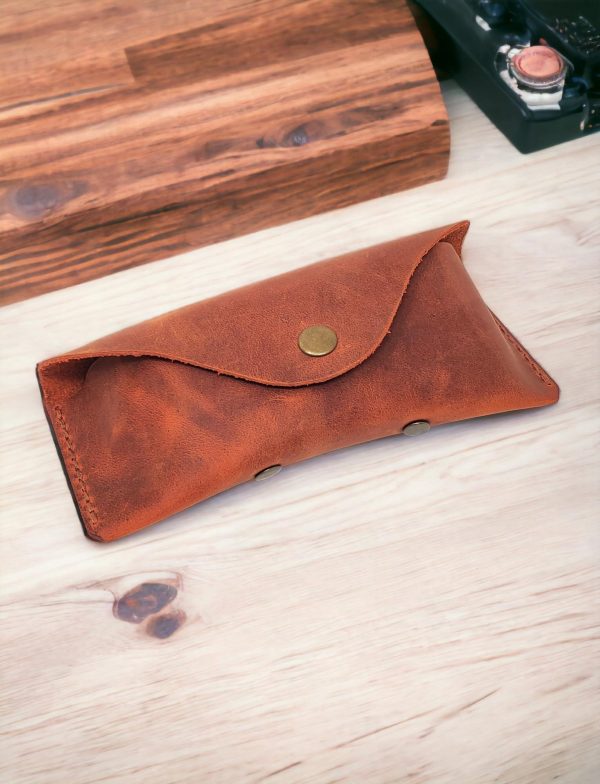 Leather Eyeglass Case  Glasses Case   Sunglass Case   Genuine Leather Eyeglasses Case with Snap Closure - Image 3