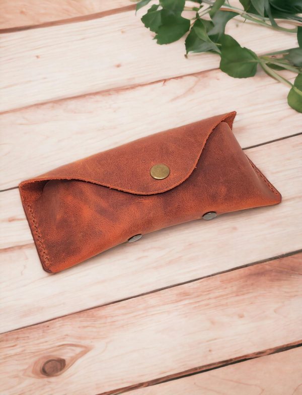 Leather Eyeglass Case  Glasses Case   Sunglass Case   Genuine Leather Eyeglasses Case with Snap Closure - Image 4