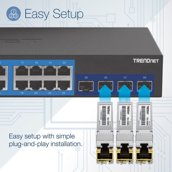 TRENDnet 10G RJ-45 Copper SFP+ Module, Convert A Standard SFP+ Slot Into A RJ-45 Multi-Gigabit Port, Connect Devices Up To 30m (98ft), Hot-Pluggable, Lifetime Protection, Silver, TEG-10GBRJ - Image 4