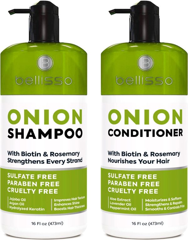 Onion Shampoo and Conditioner Set   With Rosemary and Biotin   Thickening Products for Women and Men   Volumizing Salon Grade Formula for Thinning Hair Care   Hydrating Moisturizing and Sulfate Free