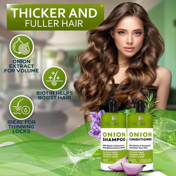 Onion Shampoo and Conditioner Set   With Rosemary and Biotin   Thickening Products for Women and Men   Volumizing Salon Grade Formula for Thinning Hair Care   Hydrating Moisturizing and Sulfate Free - Image 2