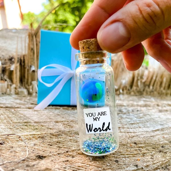 Cute Girlfriend and Boyfriend Gifts   Personalized Anniversary Present for Her Him   Custom Birthday Gift Idea for Women Men (You Are My World in Teal Gift Box) - Image 3