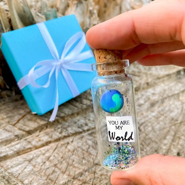 Cute Girlfriend and Boyfriend Gifts   Personalized Anniversary Present for Her Him   Custom Birthday Gift Idea for Women Men (You Are My World in Teal Gift Box) - Image 5