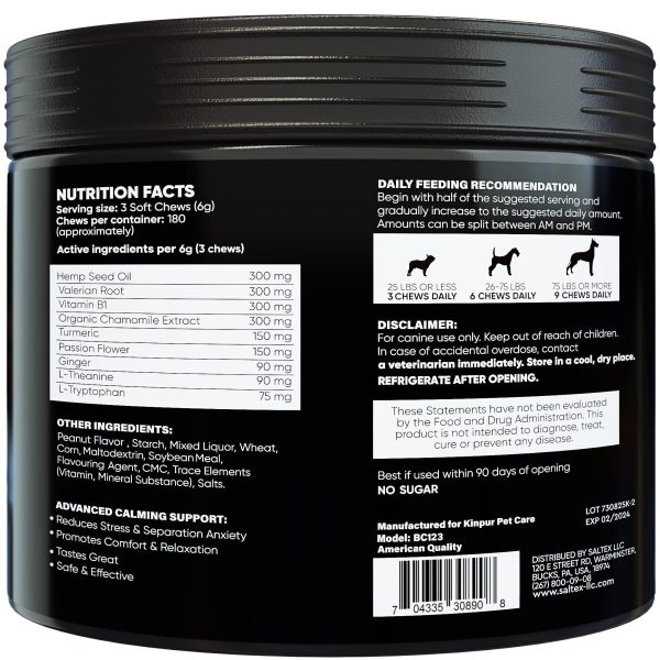Kinpur Pet Care Calming Chews for Dogs with Hemp Oil - Aid During Thunderstorms, Separation, Car Rides - Hip and Joint Health - Tasty Dog Calming Treats, 180 Peanut Butter Flavored Chews - Image 8