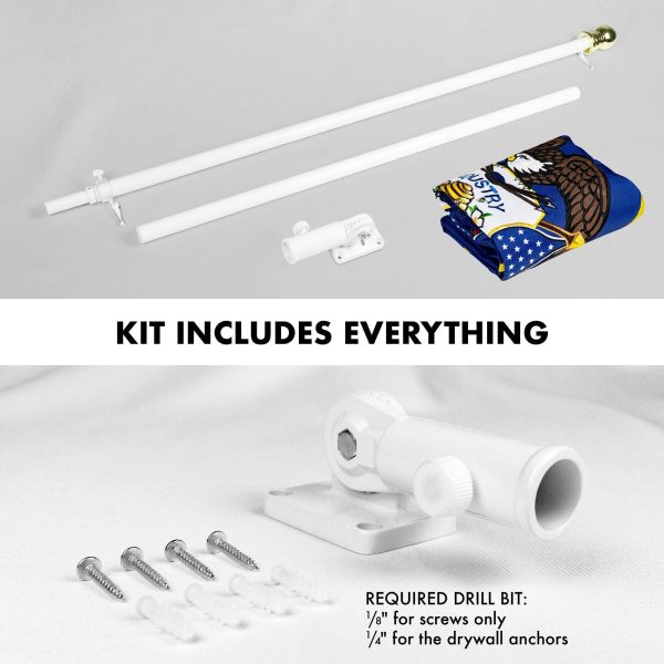 G128 - 6 Feet Tangle Free Spinning Flagpole (White) Utah Double Sided Brass Grommets Embroidered 3x5 ft (Flag Included) Aluminum Flag Pole - Image 2