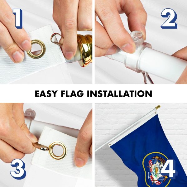 G128 - 6 Feet Tangle Free Spinning Flagpole (White) Utah Double Sided Brass Grommets Embroidered 3x5 ft (Flag Included) Aluminum Flag Pole - Image 7