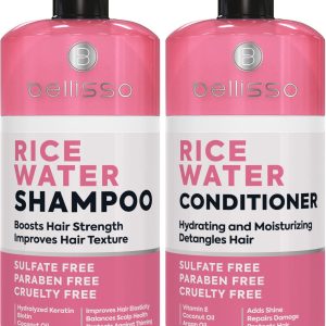 Rice Water Shampoo and Conditioner Set   Sulfate Free for Thin and Fine Hair   Fuller Thickening Formula for Women and Men   With Strengthening Saw Palmetto   Anti Thinning Volumizing for Thick Hair