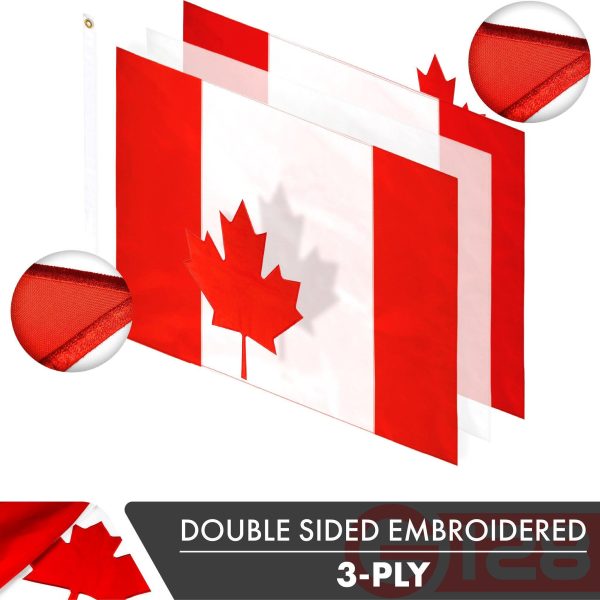 Canada Canadian Flag 3x5 Ft 2-Pack Double-sided Embroidered Polyester By G128 - Image 2