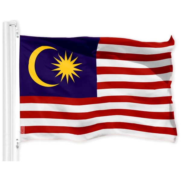 G128 Combo Pack: American USA Flag 3x5 Ft & Malaysia Flag 3x5 Ft, Both Printed 150D Polyester, Indoor/Outdoor, Brass Grommets - Image 2