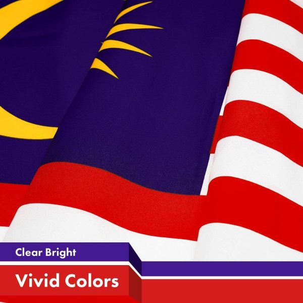 G128 Combo Pack: American USA Flag 3x5 Ft & Malaysia Flag 3x5 Ft, Both Printed 150D Polyester, Indoor/Outdoor, Brass Grommets - Image 4