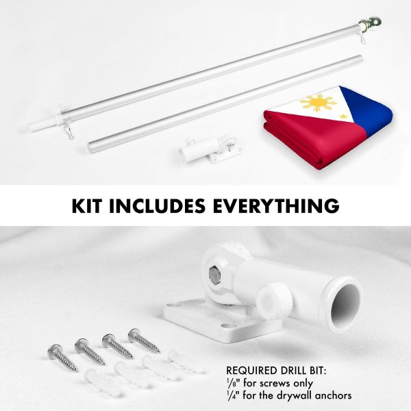 Flag Pole 6FT Silver Tangle Free & Philippines Philippine Flag 3x5 Ft Combo Printed 150D Polyester By G128 - Image 2