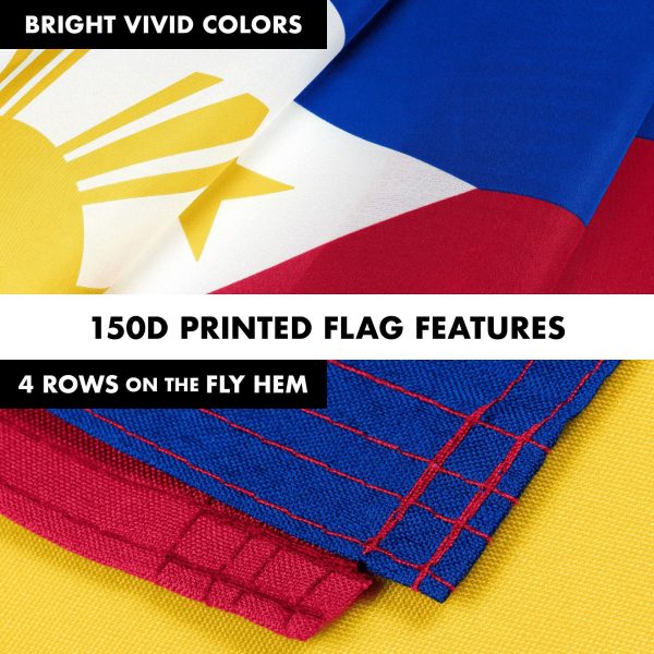 Flag Pole 6FT Silver Tangle Free & Philippines Philippine Flag 3x5 Ft Combo Printed 150D Polyester By G128 - Image 5