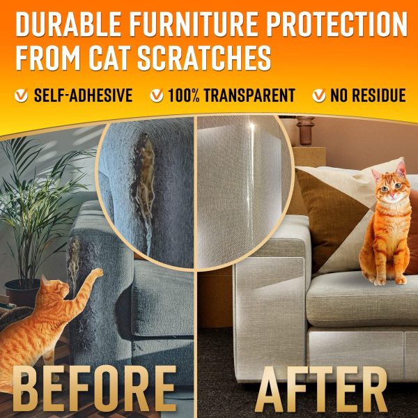 Heavy Duty Cat Scratch Deterrent Furniture Protectors for Sofa Doors Clear Couch Protectors from Cats Scratching Anti Cat Scratch Tape Guards 20 Sheets - Image 2