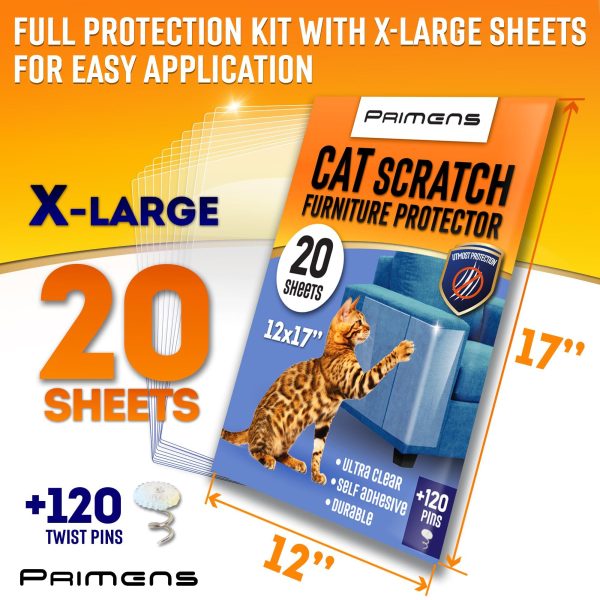 Heavy Duty Cat Scratch Deterrent Furniture Protectors for Sofa Doors Clear Couch Protectors from Cats Scratching Anti Cat Scratch Tape Guards 20 Sheets - Image 3