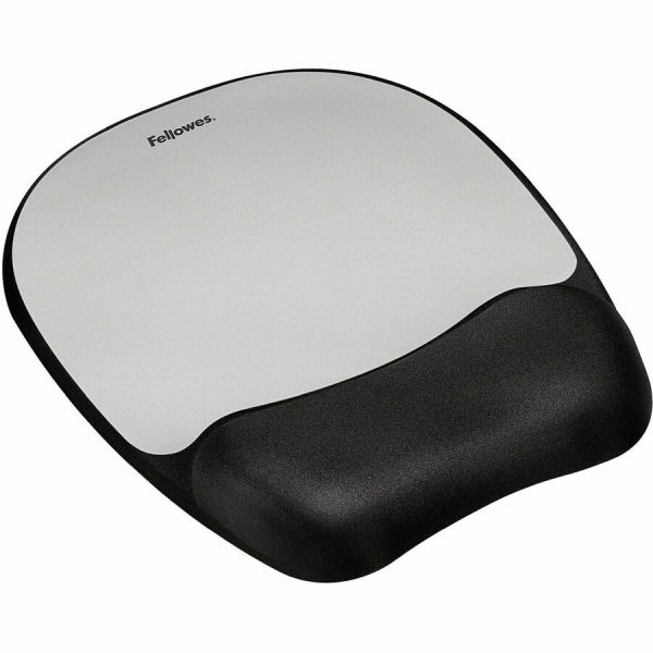 Fellowes® Memory Foam Mouse Pad Wrist Rest - Black/Silver (9175801)