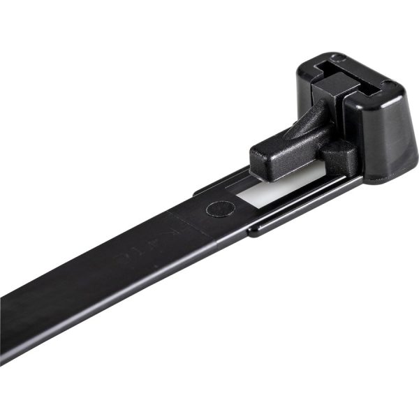 StarTech.com 10"(25cm) Reusable Cable Ties, 2-1/2"(65mm) Dia. 50lb(22Kg) Tensile Strength, Nylon, In/Outdoor, UL Listed, 100 Pack, Black - Image 2
