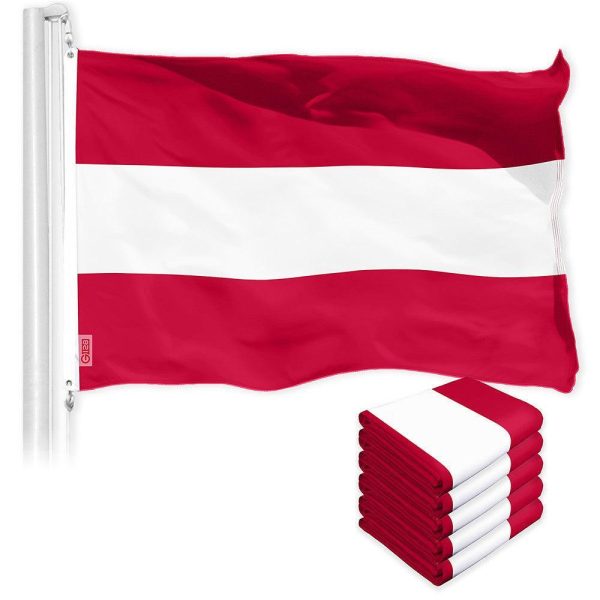 G128 5 Pack: Austria Austrian Flag | 3x5 Ft | Printed 150D Polyester - Indoor/Outdoor, Vibrant Colors, Brass Grommets, Quality Polyester, Much Thicker More Durable Than 100D 75D Polyester