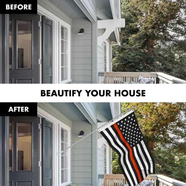 G128 Combo Pack: Flag Pole 6 FT Silver Tangle Free & Thin Orange Line Flag 3x5 FT Brass Grommets Printed Polyester (Flag Included) Aluminum Flag Pole - Image 3