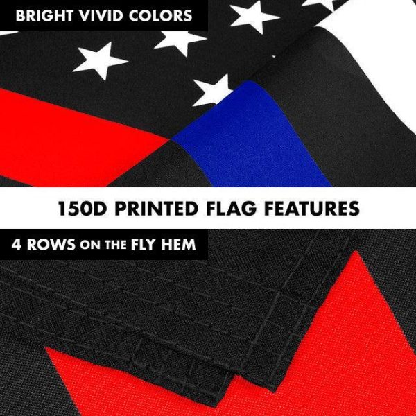 G128 Combo Pack: 6 Feet Tangle Free Spinning Flagpole (White) Thin Blue and Red Line Flag 3x5 ft Printed 150D Brass Grommets (Flag Included) Aluminum Flag Pole - Image 5