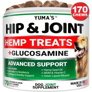 YUMA'S Hemp Hip and Joint Supplement for Dogs   Glucosamine for Dogs   Dog Joint Pain Relief with MSM   Advanced Dog Joint Supplement Health   Glucosamine for Dogs Chews  3