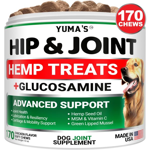 YUMA'S Hemp Hip and Joint Supplement for Dogs   Glucosamine for Dogs   Dog Joint Pain Relief with MSM   Advanced Dog Joint Supplement Health   Glucosamine for Dogs Chews  3