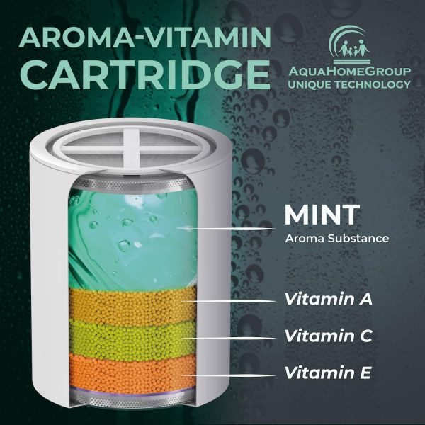 AquaHomeGroup Vitamin C   E   A Shower Filter Replacement Cartridge with Aroma Granules (Mint) - Image 2