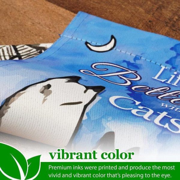 G128 Garden Flag & Stand Life is Better with Cats | 4x8 Inch | Printed Blockout Polyester - Image 6