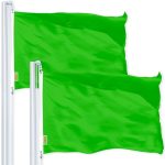 G128 2 Pack: Solid Lime Green Color Flag | 2x3 Ft | LiteWeave Pro Series Printed 150D Polyester | Indoor/Outdoor, Vibrant Colors, Brass Grommets, Thicker and More Durable Than 100D 75D Polyester