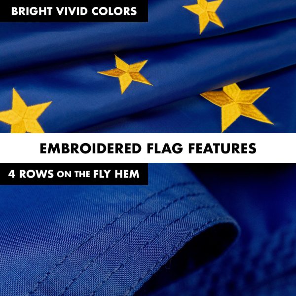 G128 Combo Pack: 5 Ft Tangle Free Aluminum Spinning Flagpole (Black) & Alaska AK State Flag 2x3 Ft, ToughWeave Series Embroidered 300D Polyester | Pole with Flag Included - Image 5