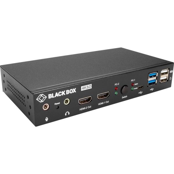 Black Box 2-Port 4K HDMI Dual-Head KVM Switch (with Audio Line In/Out and USB Hub) - Image 2